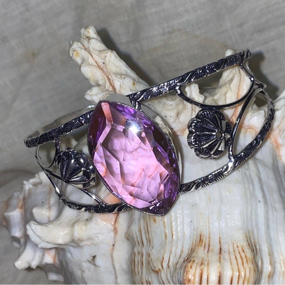 Gorgeous Pink Kunzite handcrafted statement Cuff